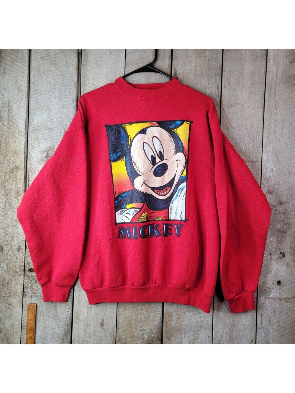 Vintage Mickey Mouse Sweatshirt Large Red Mickey Unlimited USA 90s